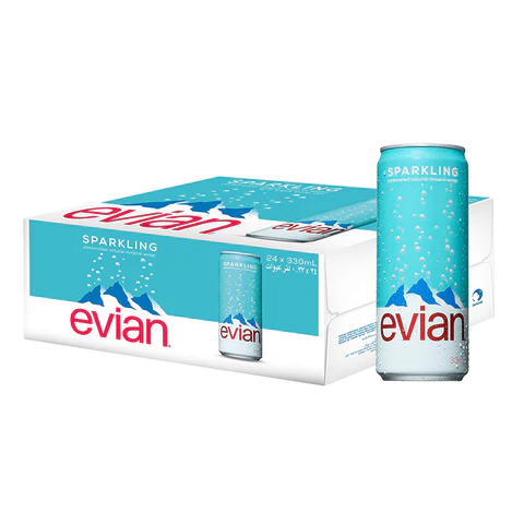 Evian Sparkling Natural Mineral Water Can 330ml