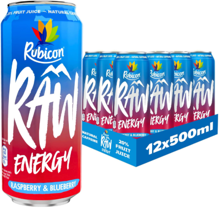 Rubicon Raw Energy Raspberry & Blueberry 500ml PMP 1£