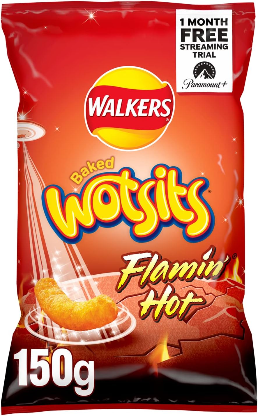 Walkers Wotsits Crisps Flamin’ Hot Baked Sharing Snacks 150G