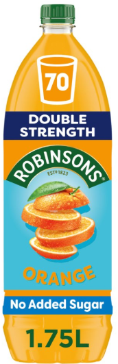 Robinsons Double Strength Orange No Added Sugar Fruit Squash 1.75 L