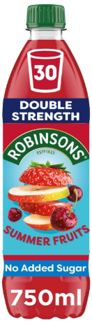 Robinsons Double Concentrate No Added Sugar Summer Fruits Squash 1L