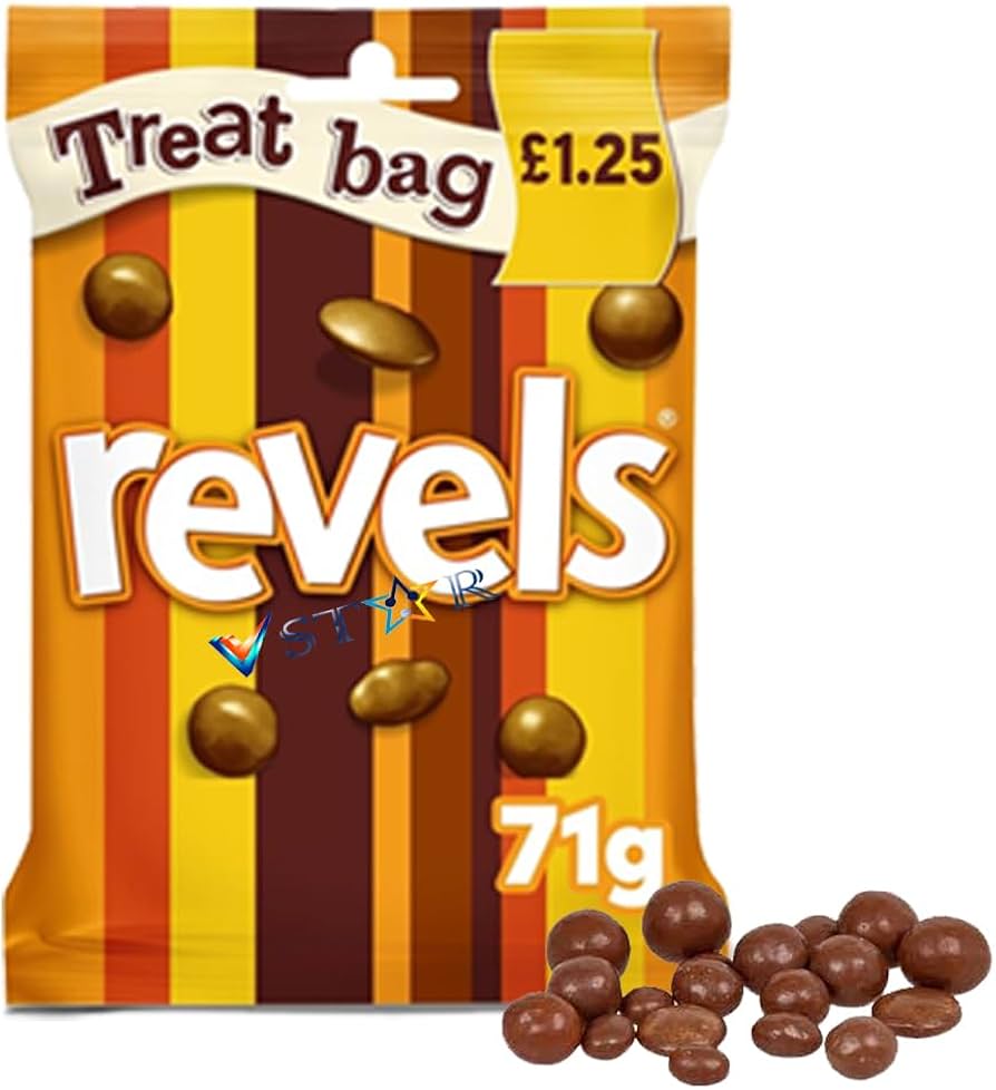 Revels Milk Chocolate with Raisins, Coffee or Orange Treat Bag £1.25 PMP 71g