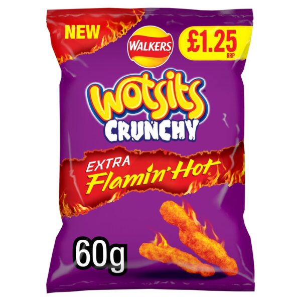Wotsits Crunchy Extra Flamin' Hot Sharing Bag Crisps 60g PMP