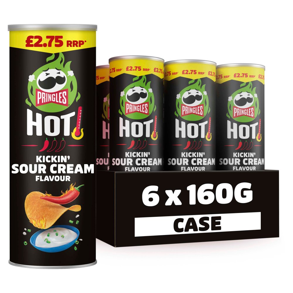Pringles Hot Kickin' Sour Cream Flavour 6 x 160g PMP £2.75