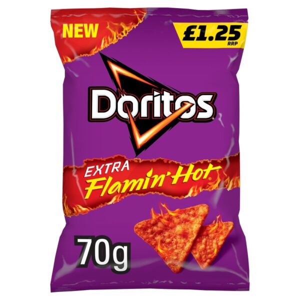 Doritos Extra Flamin' Hot Sharing Bag Crisps 70g PMP