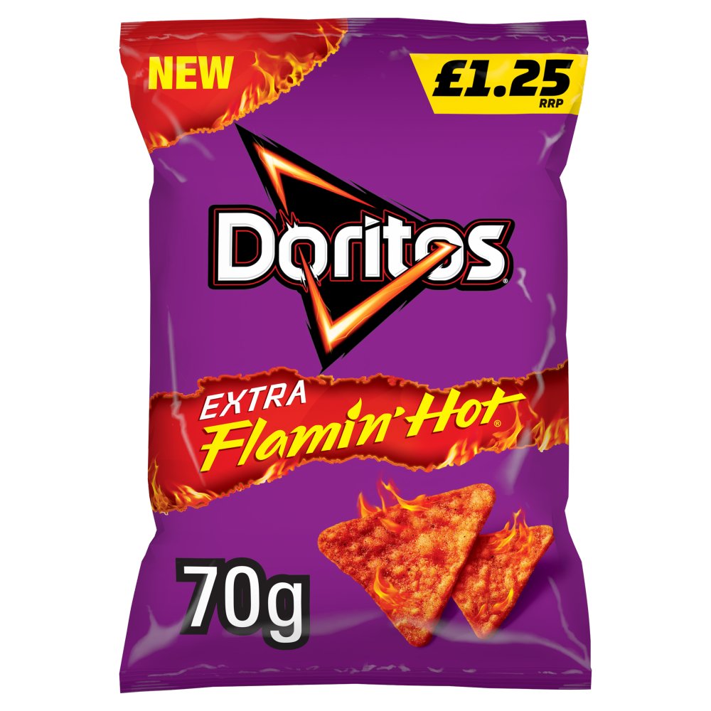 Doritos Extra Flamin' Hot Sharing Bag Crisps 70g PMP