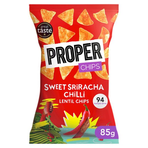 PROPERCHIPS Sweet Sriracha Chilli Lentil Chips 85g
