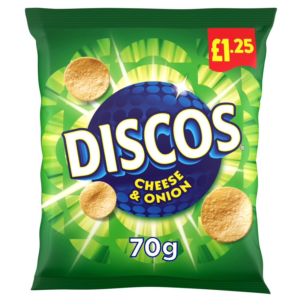 Discos Cheese & Onion Crisps £1.25 PMP 70g