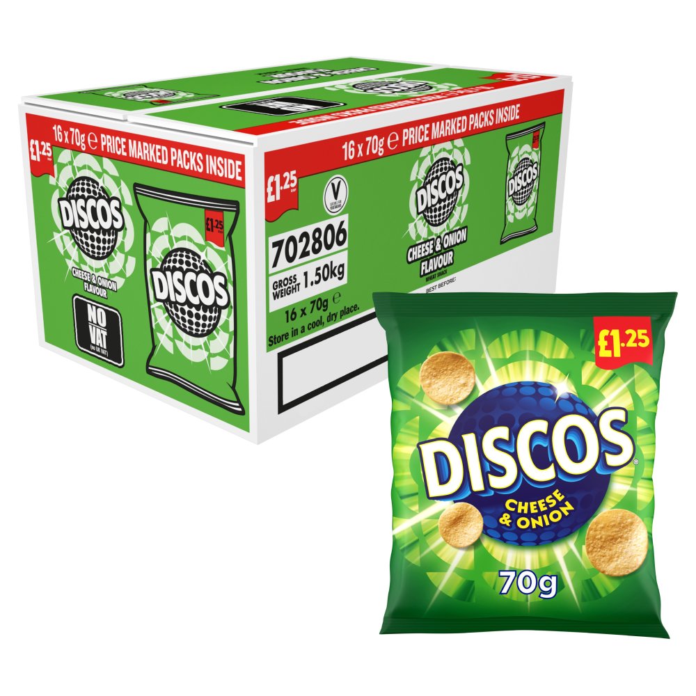 Discos Cheese & Onion Crisps £1.25 PMP 70g