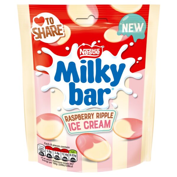 Milkybar Buttons White Chocolate Raspberry Ripple Ice Cream Pouch 86g