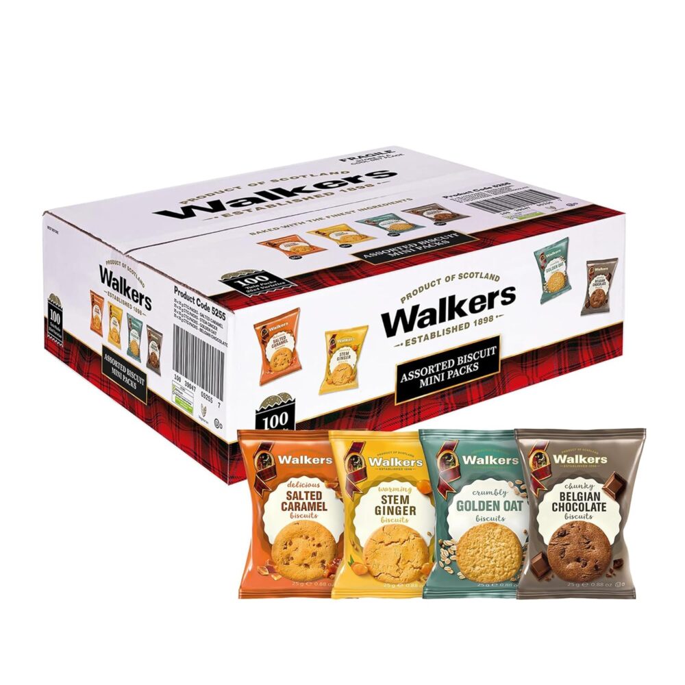 Walkers Assorted Biscuits Mini Packs, 100 x 25g