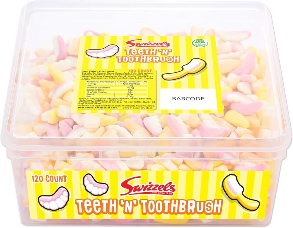 Swizzels Teeth N Toothbrush Tub 120'pcs